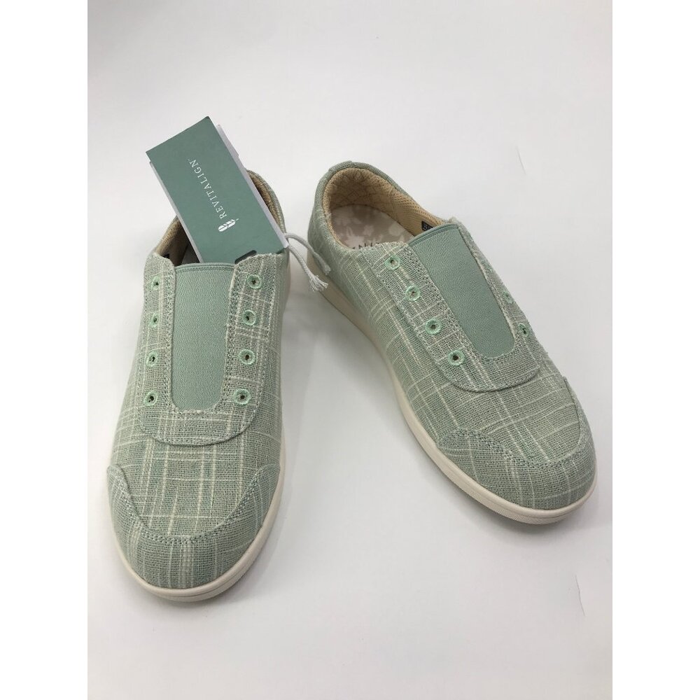 Revitalign Orthotic Canvas Slip On Casual Sneaker Size 7B Aqua Green NEW